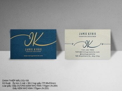 Card - Danh thiếp Giấy Kem và xanh dương nhũ CC-100
