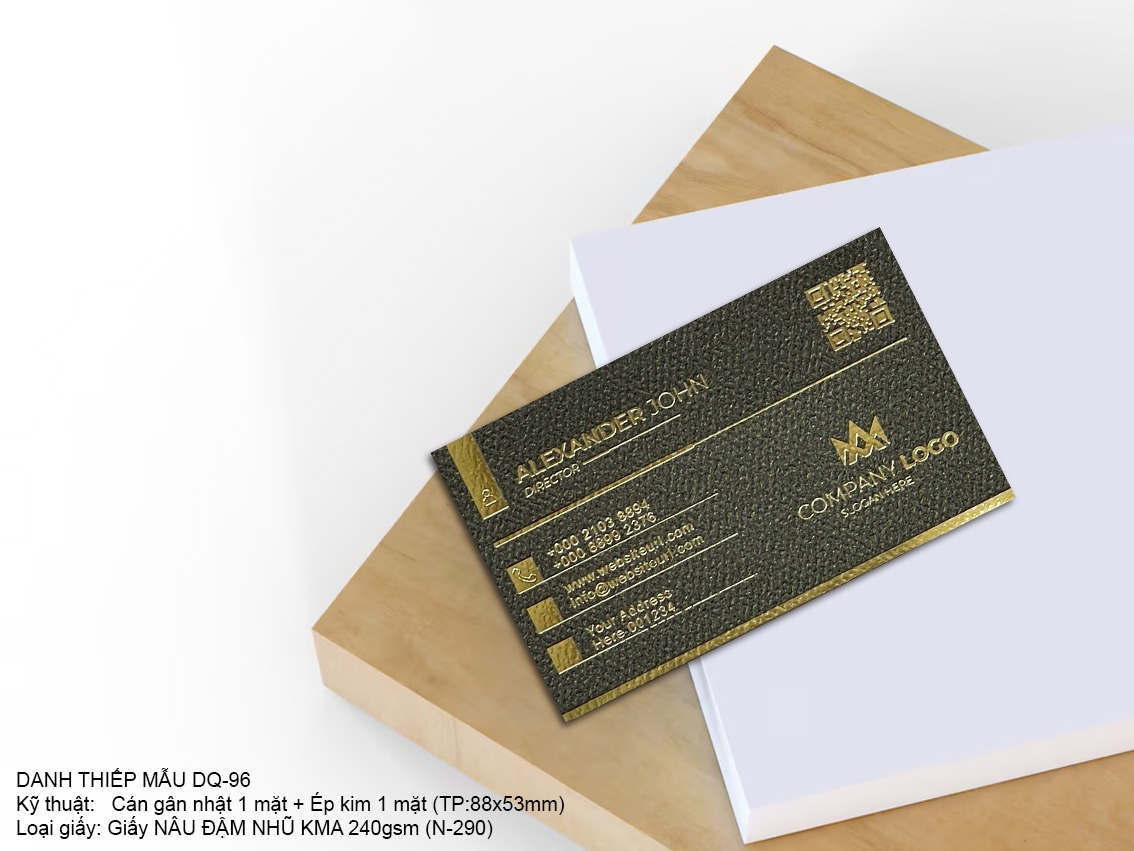 Card - Danh thiếp Nâu Đậm Nhũ cán vân Nhật CC-96